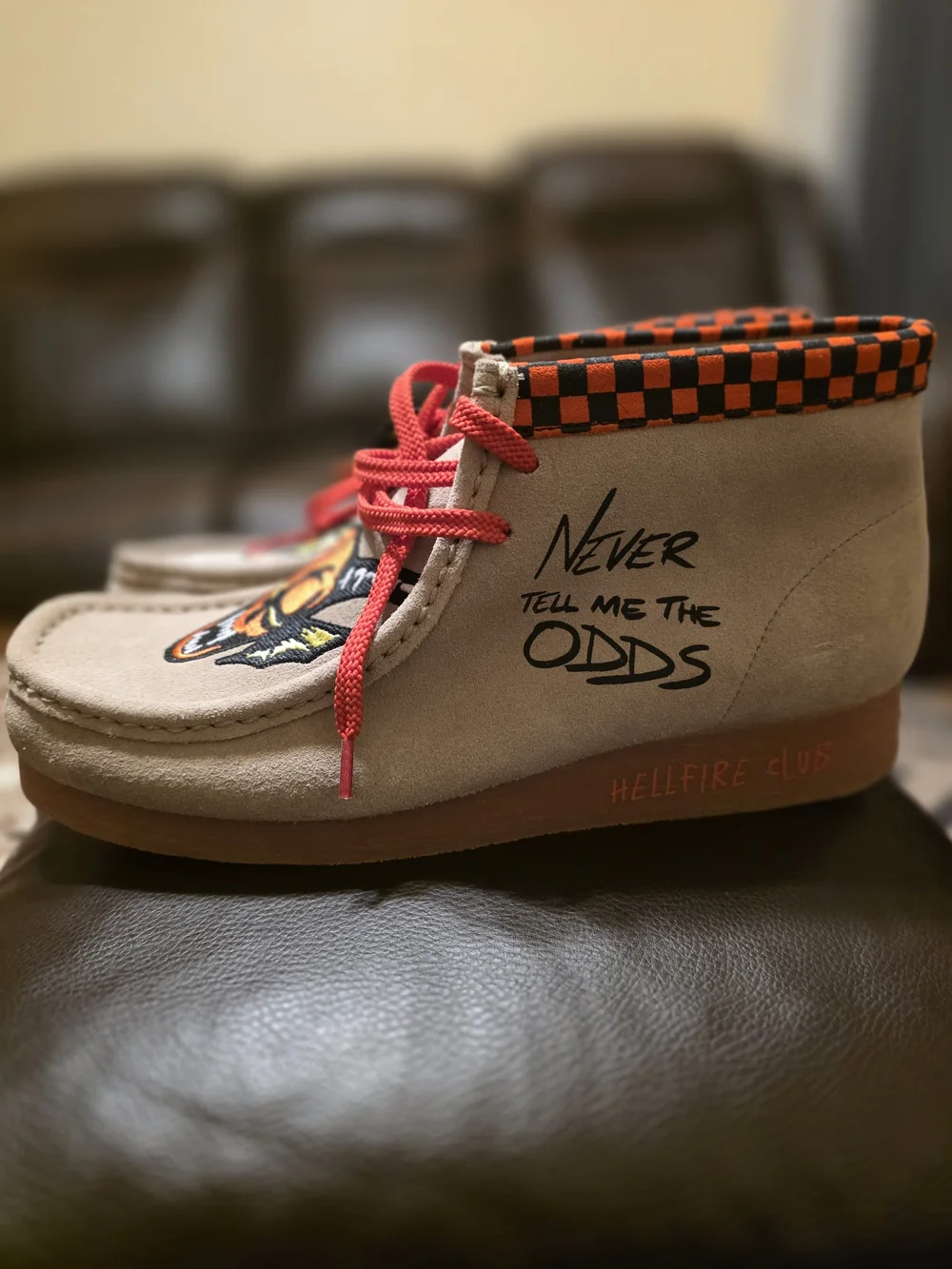 The Clarks Wallabee Evo Hellfire Club from the Stranger Things x Clarks